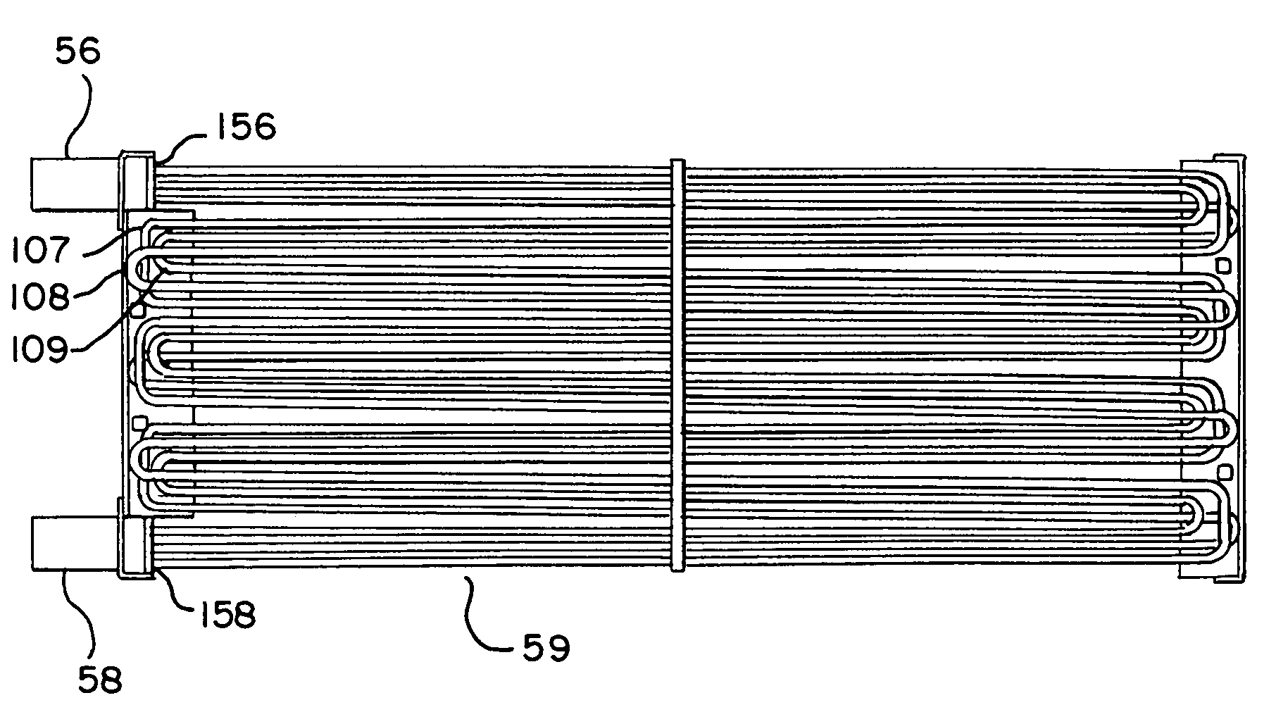Heat transfer tube assembly with serpentine circuits