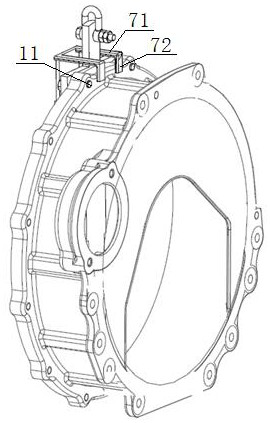 A flywheel housing and flywheel mounting sling and method of using the same