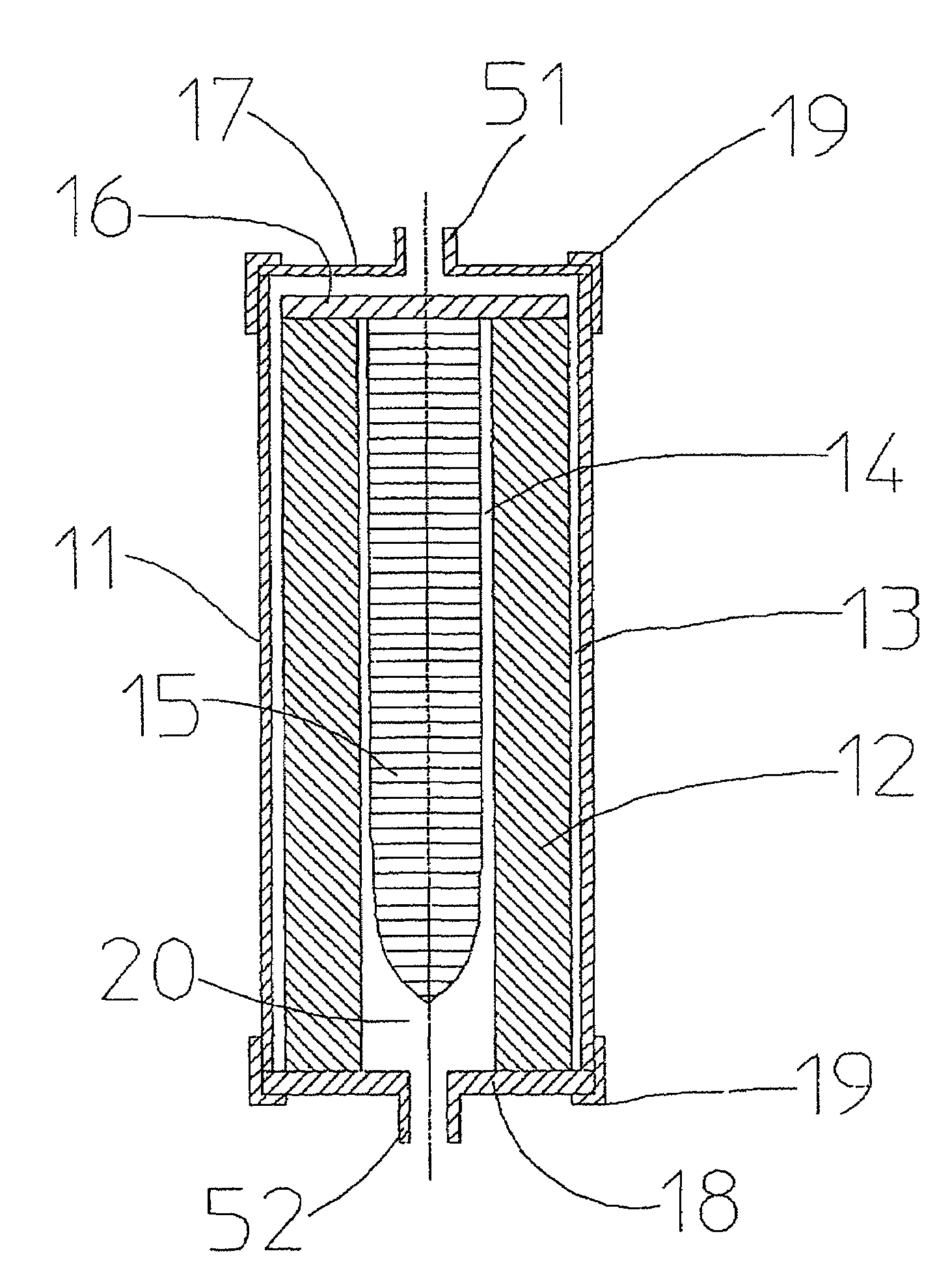 Body fluid treating filter device