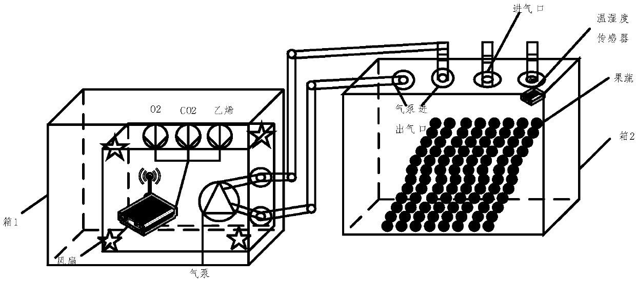 Device and method for monitoring fruit/vegetable cold-chain logistic respiratory rate