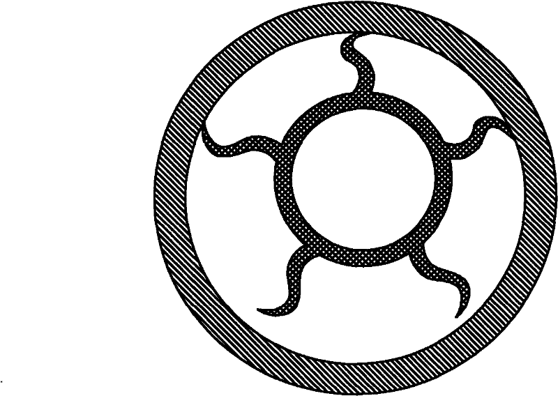 Rotating flexible shaft supporting tube formed by asymmetrically combining single-sheet type supporting blades