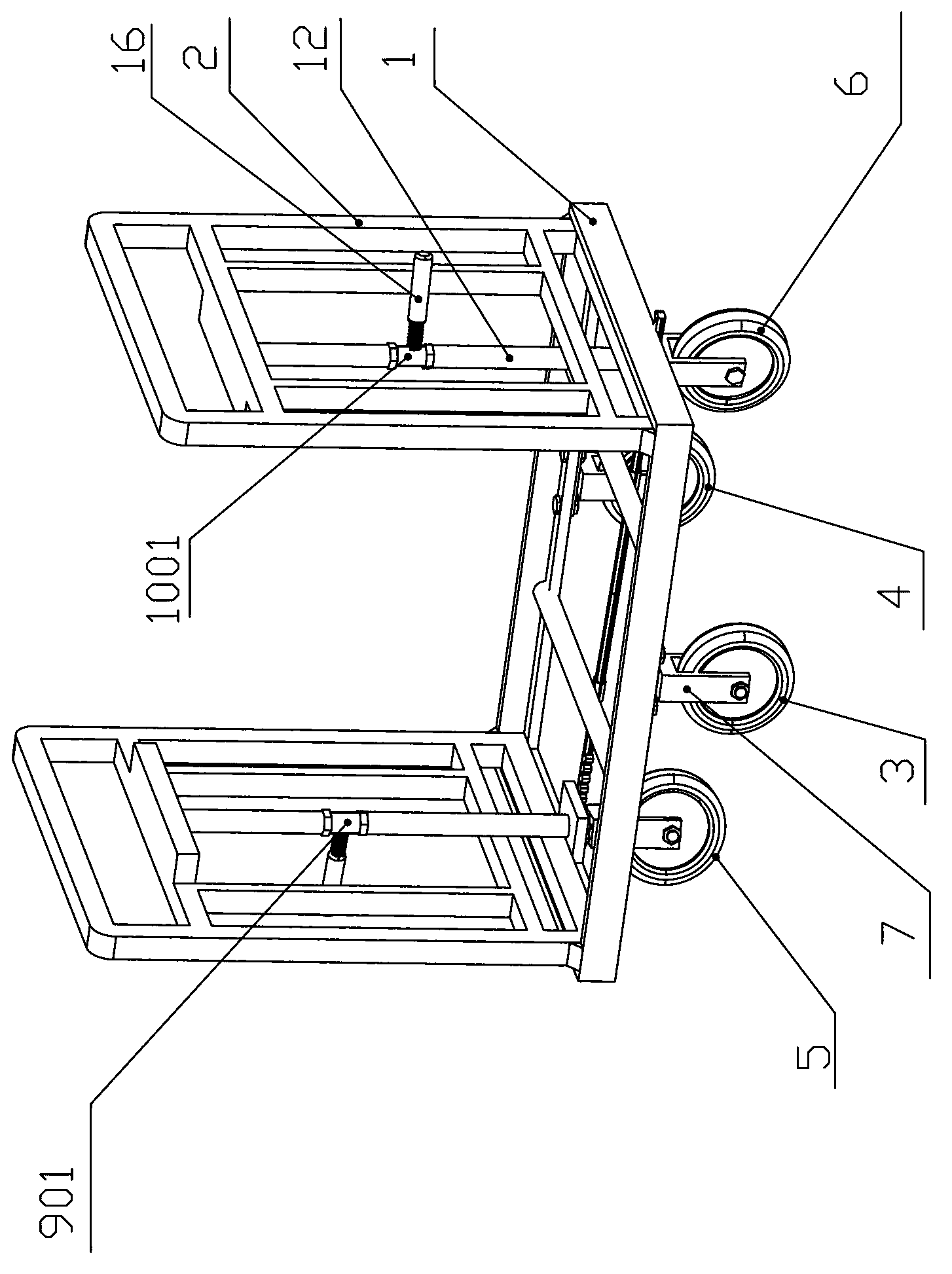 Four-wheeled hand truck capable of achieving pivot steering