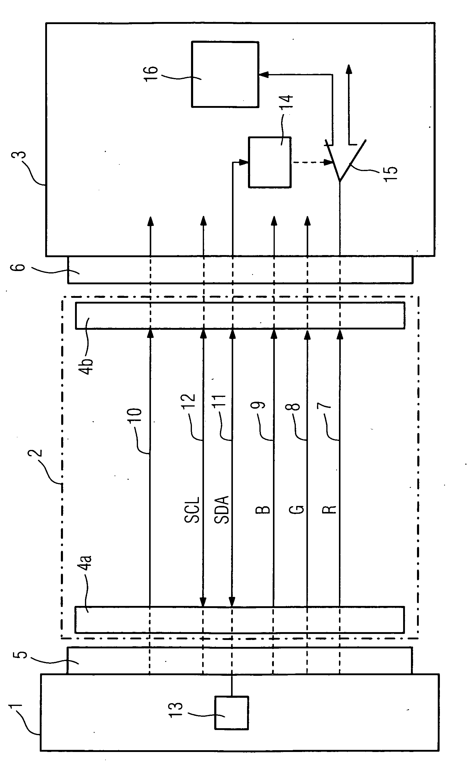 Arrangement for data transmission between an image source and an image reproducing system