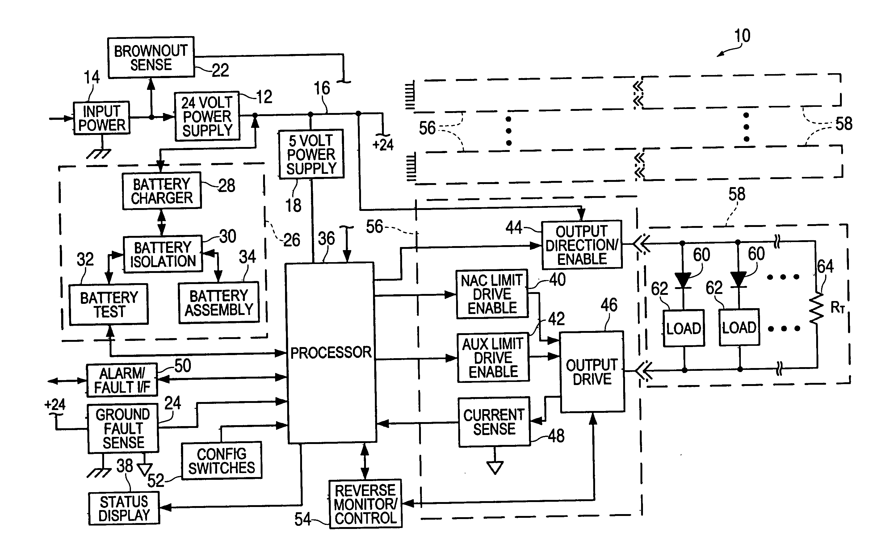 Fire alarm notification power supply with configurable notification appliance circuits and auxiliary power circuits apparatus and method