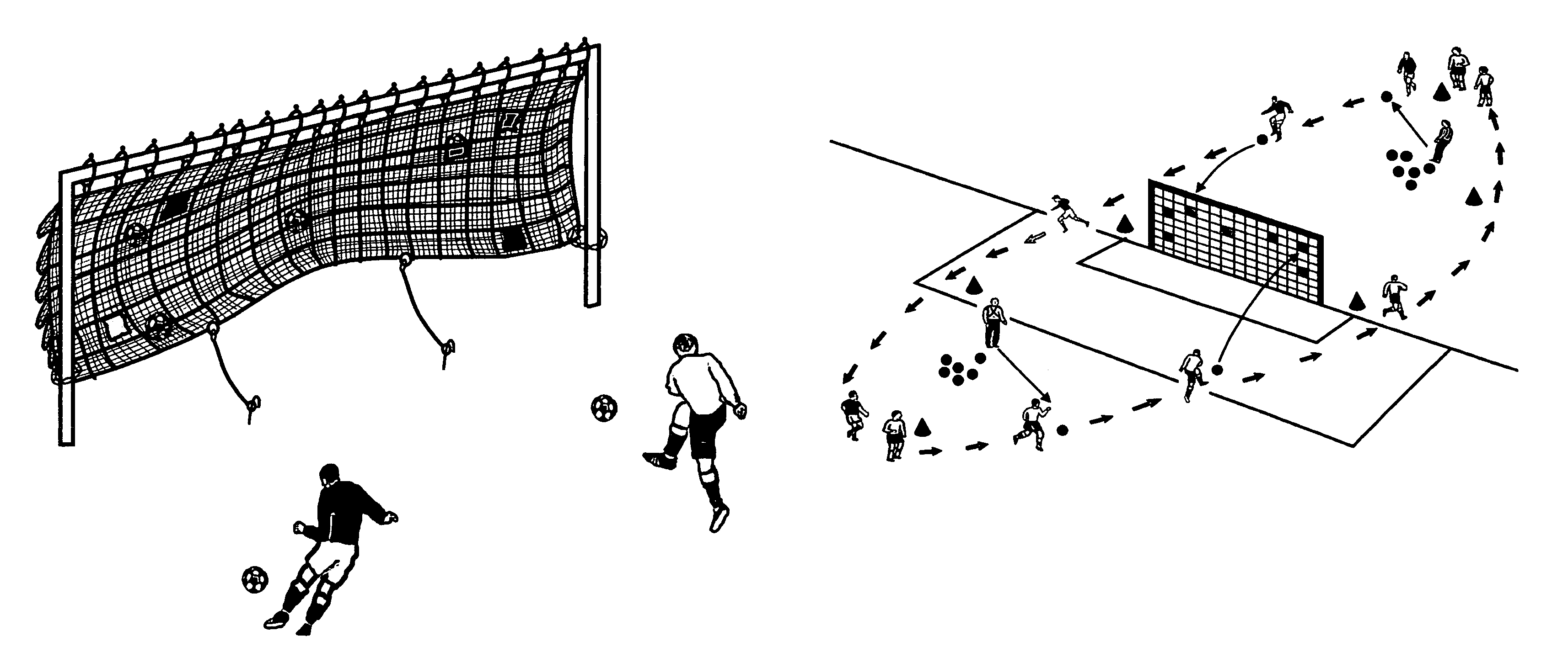 Ball catching system for training soccer players