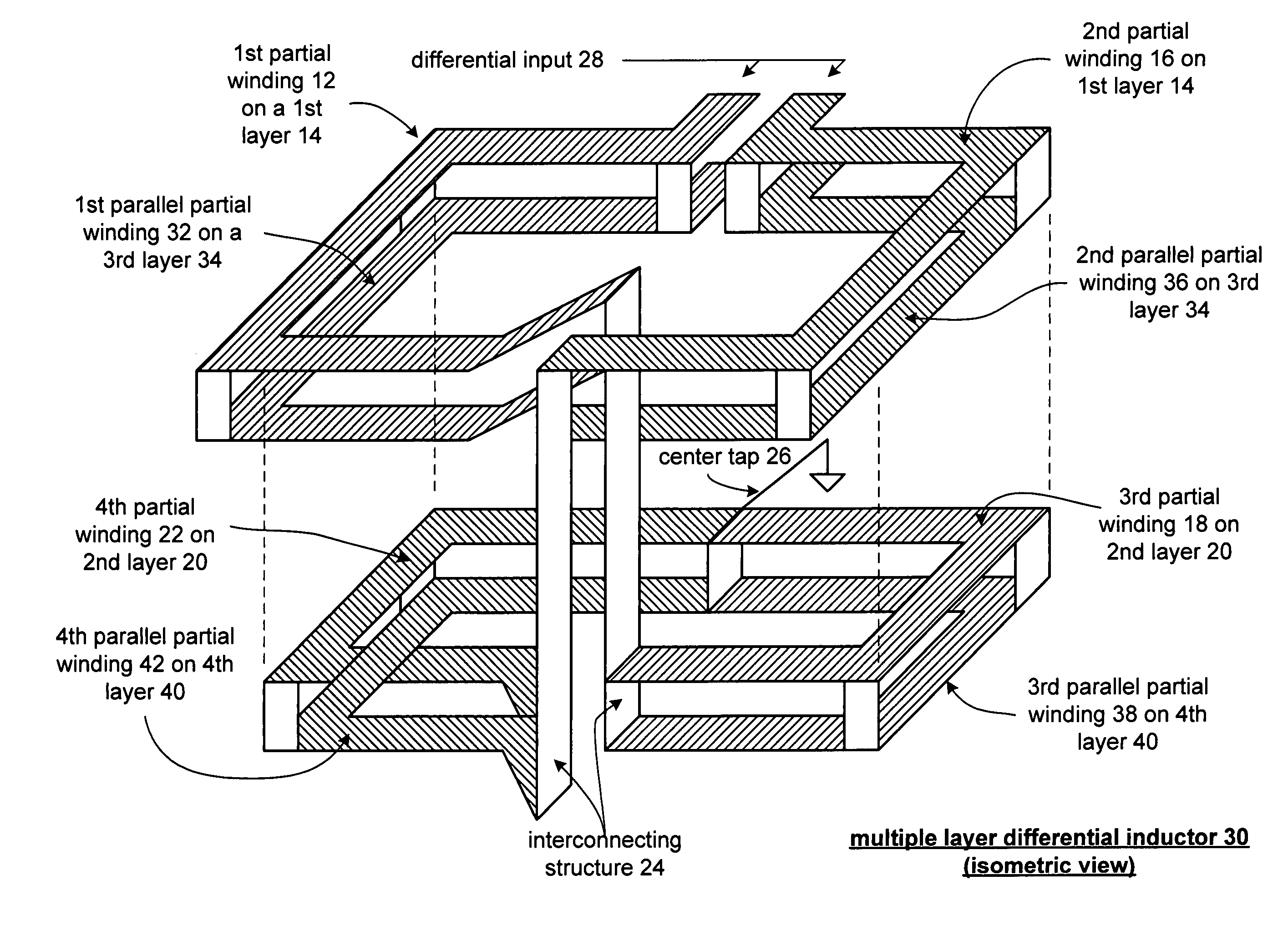 On-chip differential multi-layer inductor