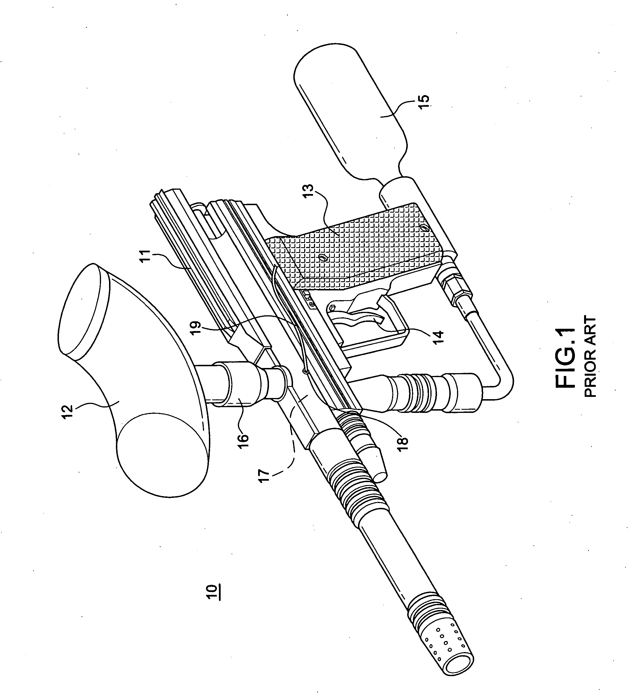 Apparatus for detecting the position of the paintball of a paintball gun