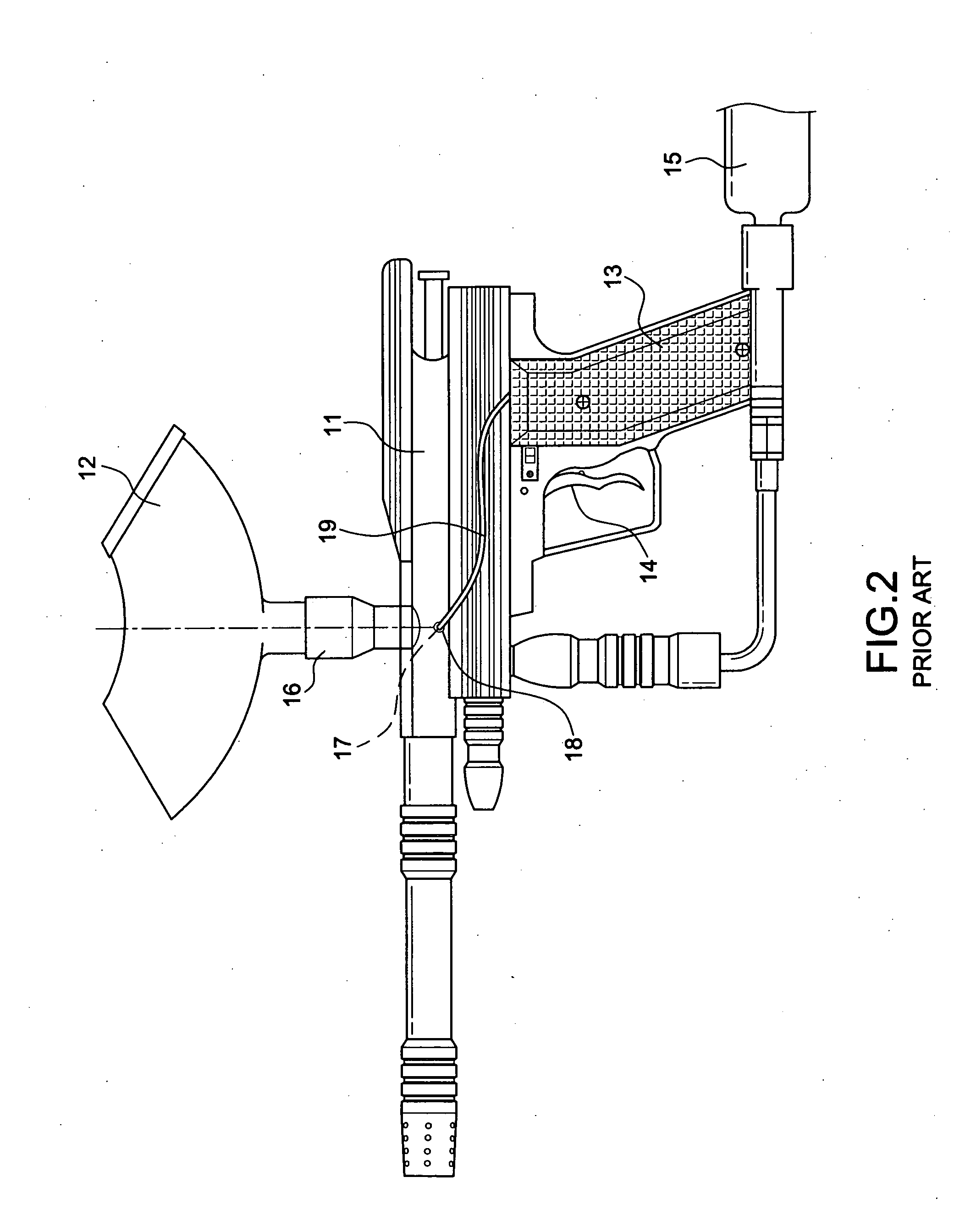 Apparatus for detecting the position of the paintball of a paintball gun