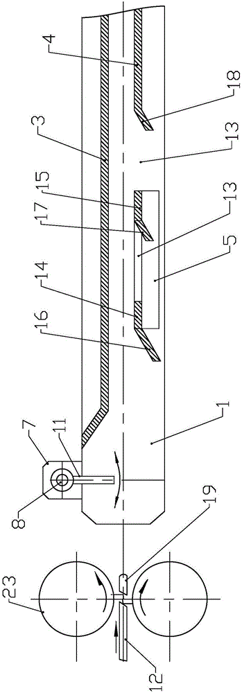 Slot running device after cutting head of small bar and flying shear