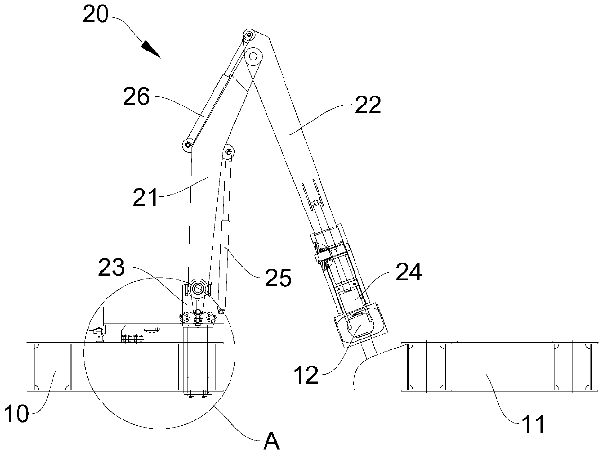 Connecting device for dual hanger top racks, and crane