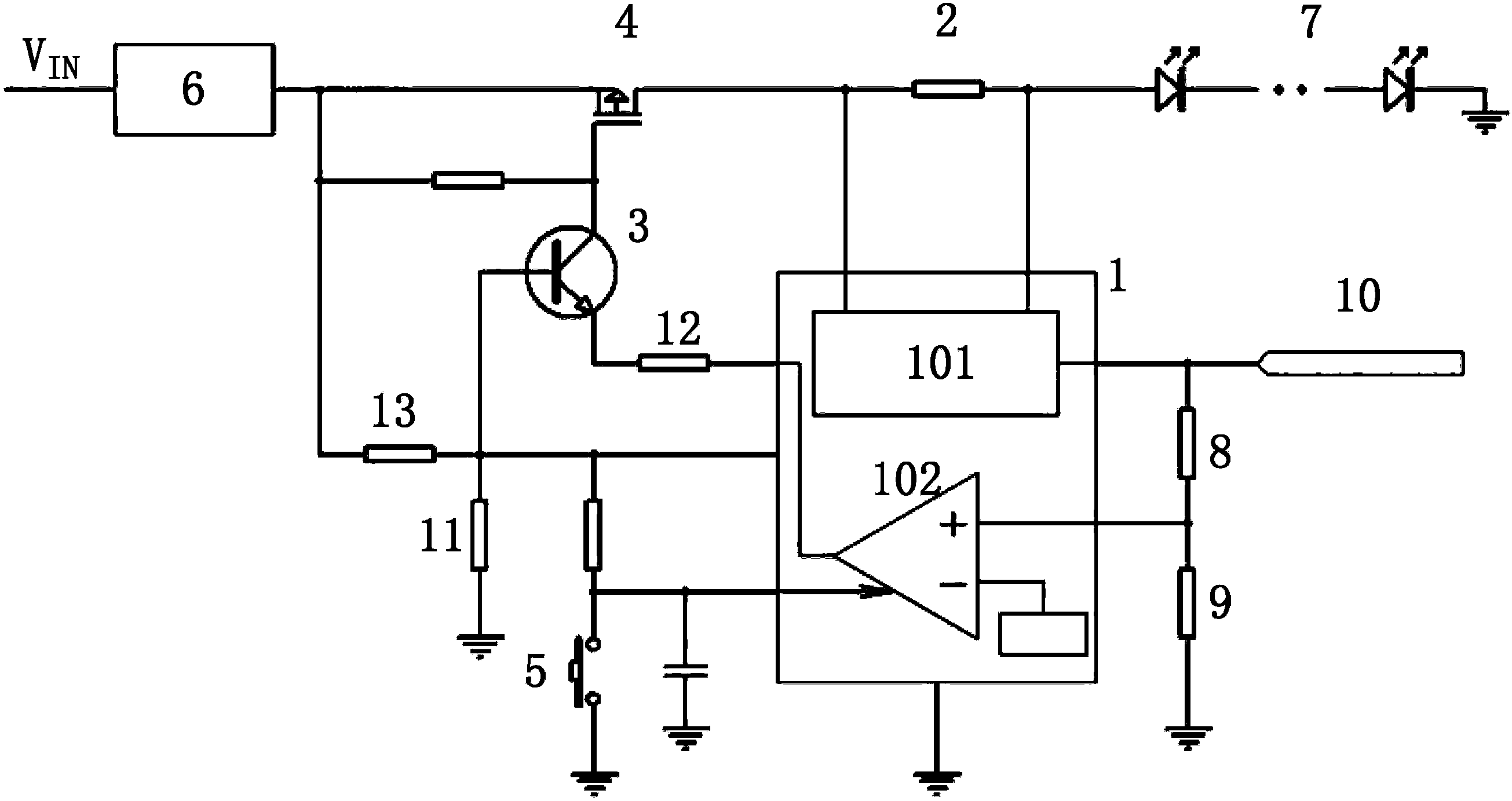 LED (Light-Emitting Diode) lamp and electronic breaker thereof