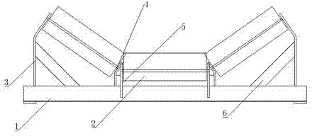 Carrier roller frame shaped like Chinese character 'pin'