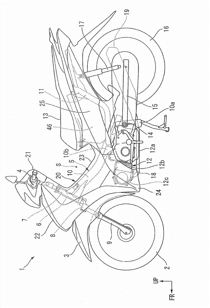 Structural arrangement for battery for saddle-ridden vehicle