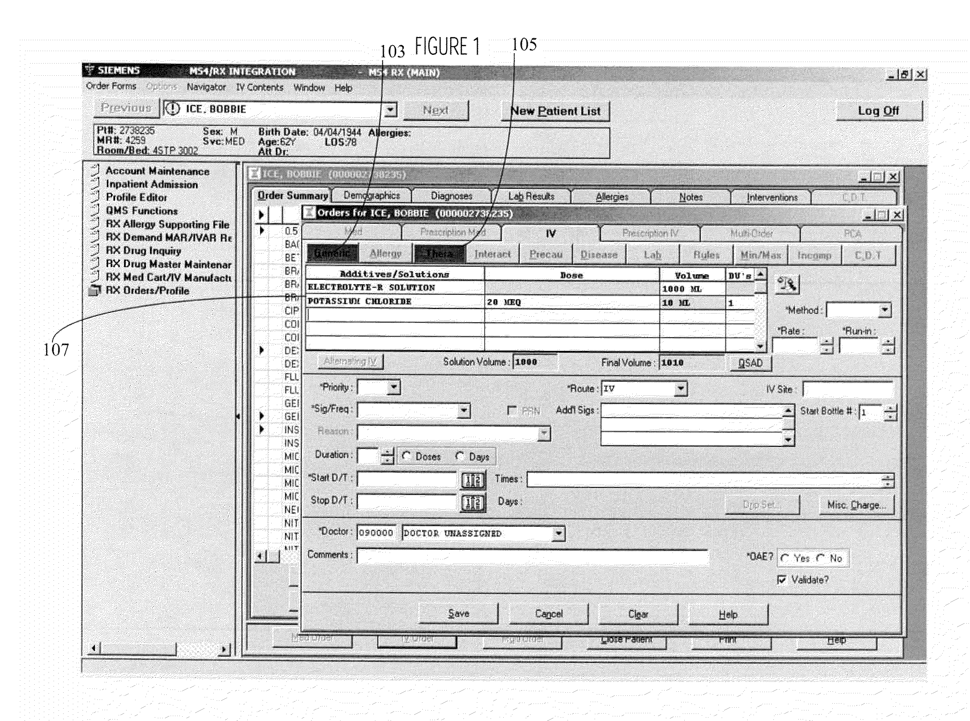 Computerized Treatment Order and Associated Alert Processing System