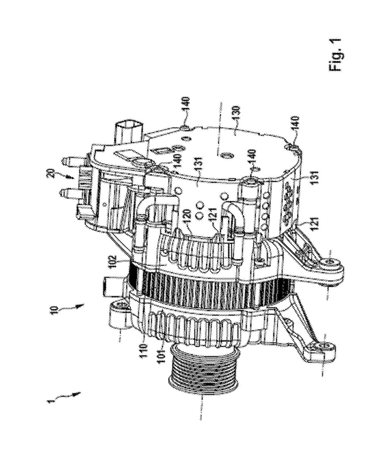 Electric machine unit with groove for receiving a protective cap