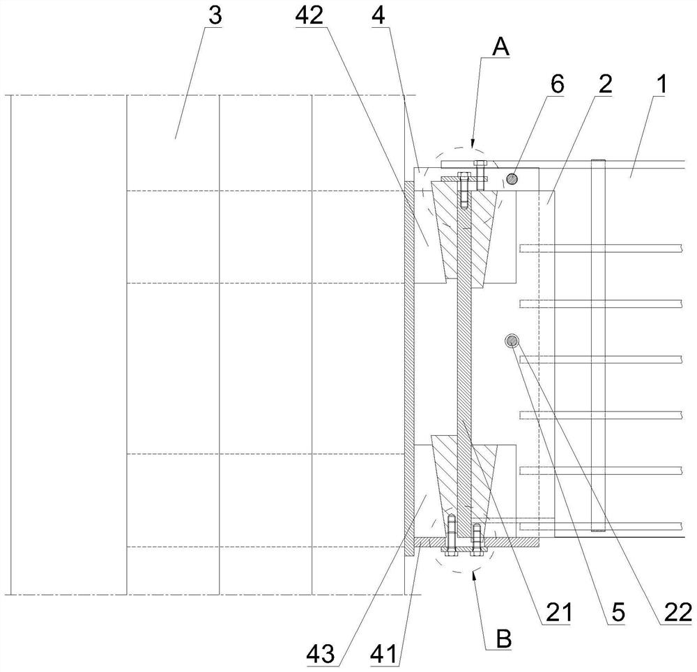 Mounting structure of large-size cross beam on integrated steel and construction method