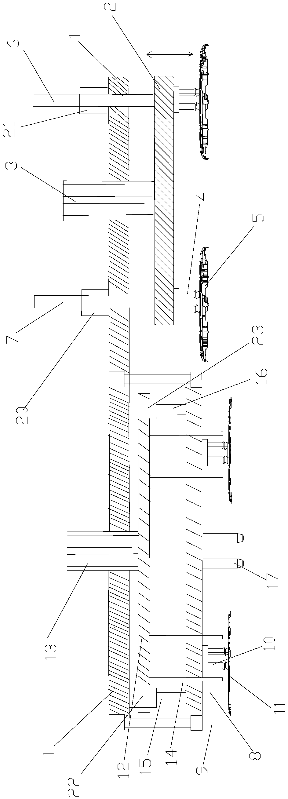 Multifunctional jig for metal implanting and product withdrawal