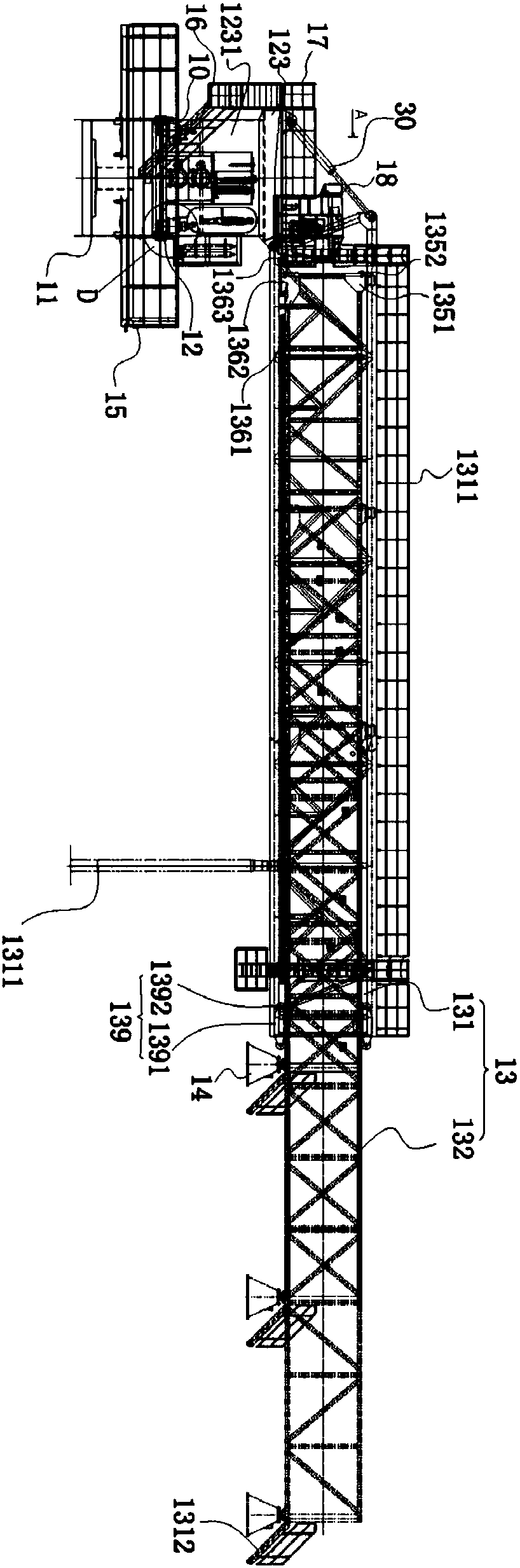 Working method for retractable ship-boarding trestle bridge with function of position compensation