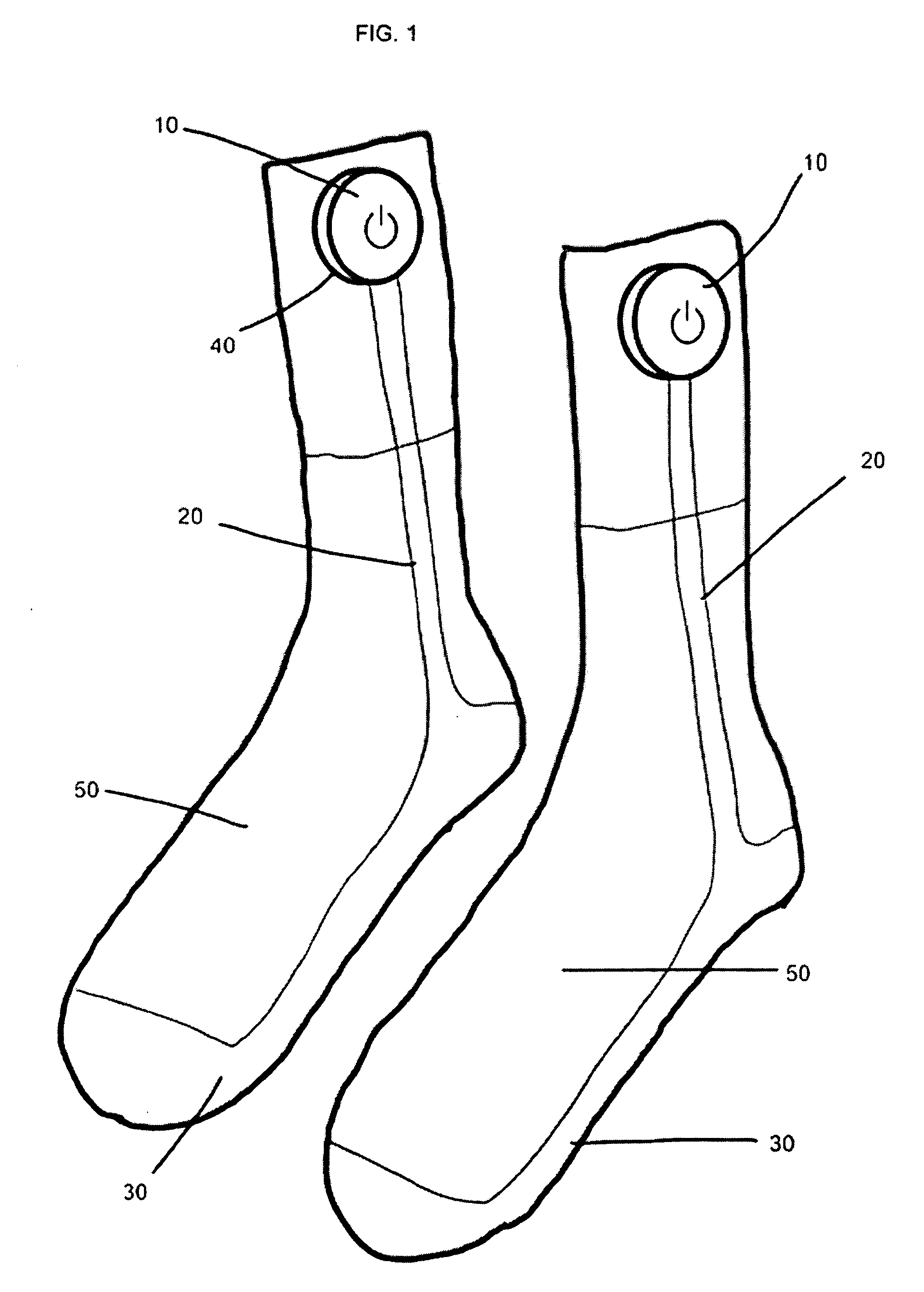 Sock with electronic muscle stimulator integrated, massage socks