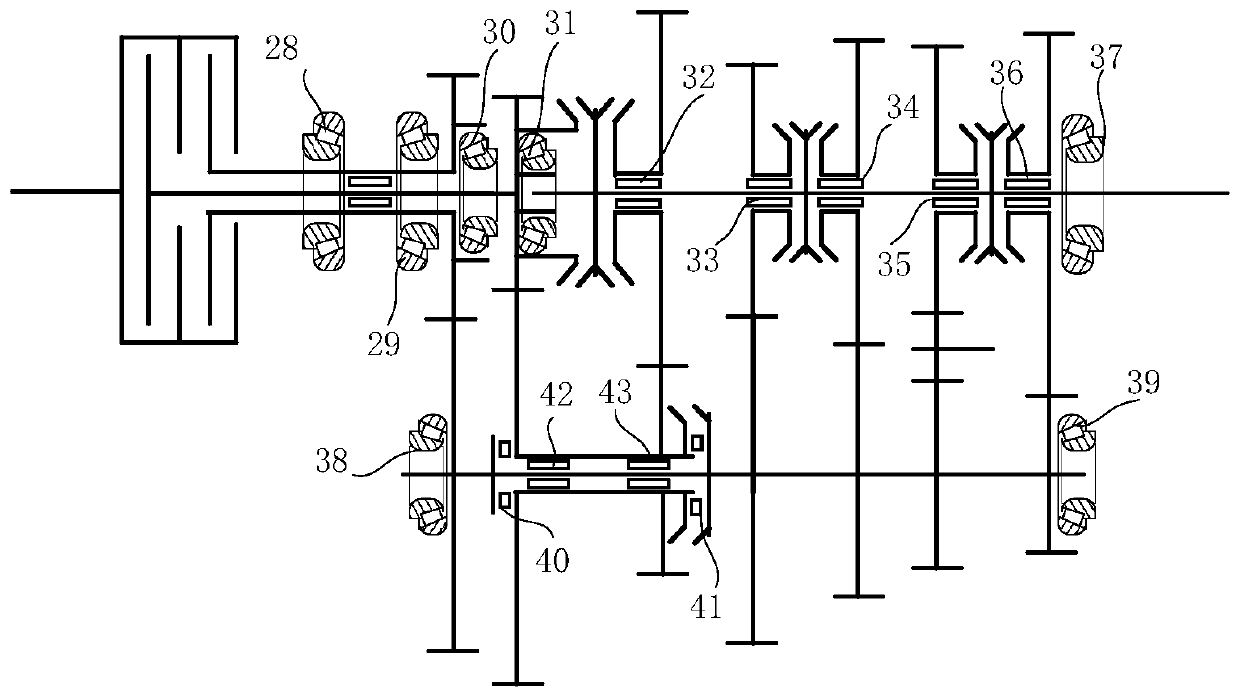 Vertical seven-speed dual-clutch gearbox