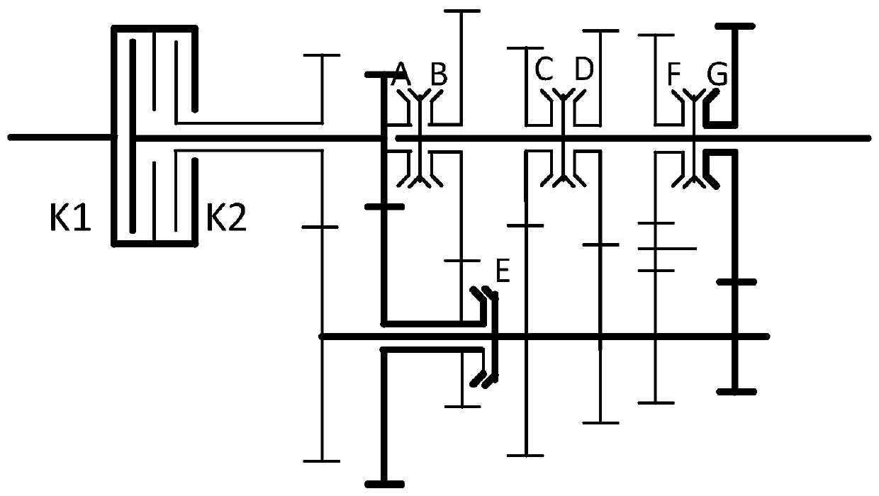 Vertical seven-speed dual-clutch gearbox