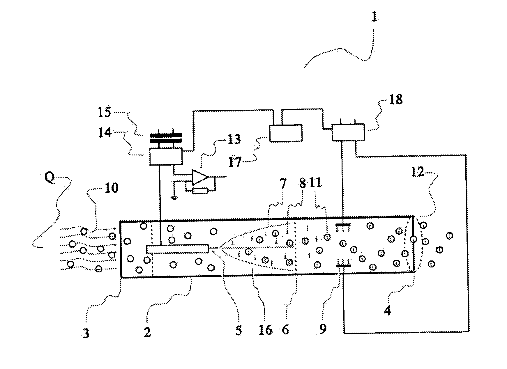 Apparatus and Process for Producing Acknowledged Air Flow and The Use of Such Apparatus in Measuring Particle Concentration in Acknowledged Air Flow