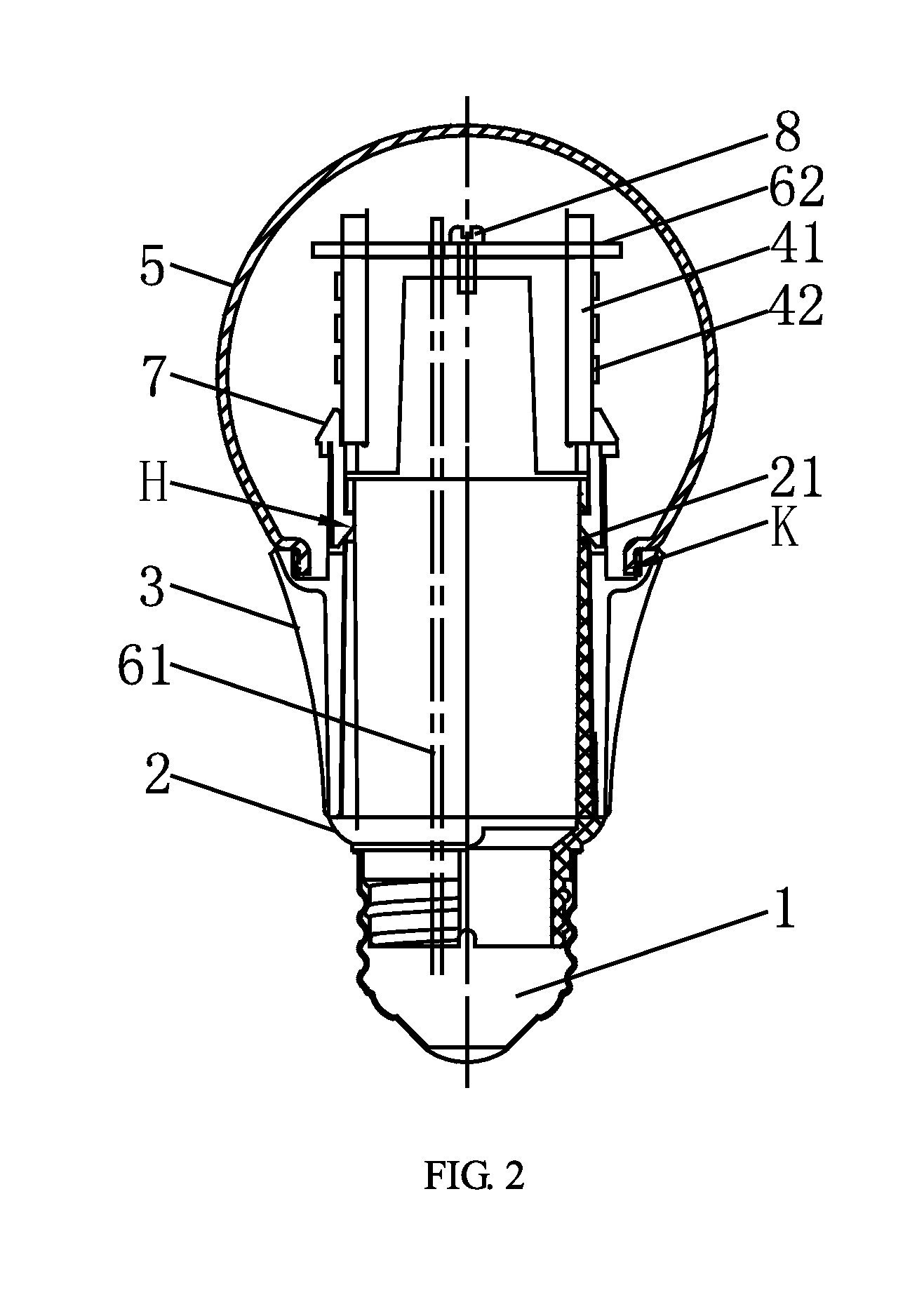 LED bulb emitting light ray in a downward direction and manufacturing method thereof