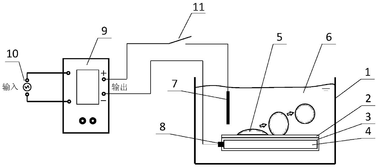 Anti-electrowetting effect-based self-cleaning device and method for oil stain surface