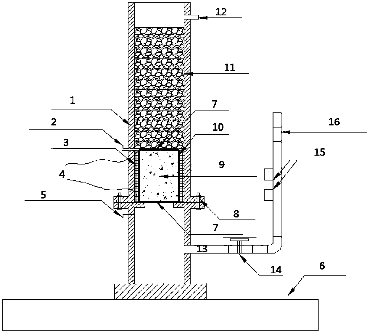 Device and method used for water permeability concrete pile blocking test under seismic action