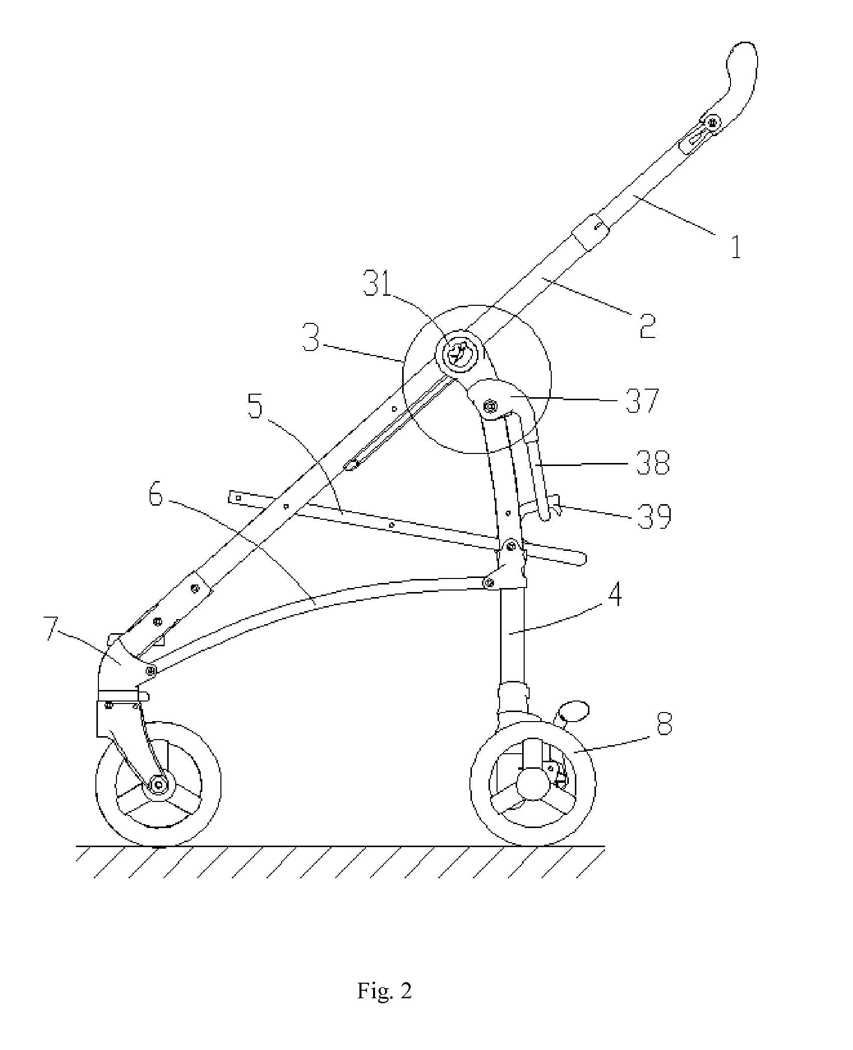 Stroller with pivotable front wheel assembly
