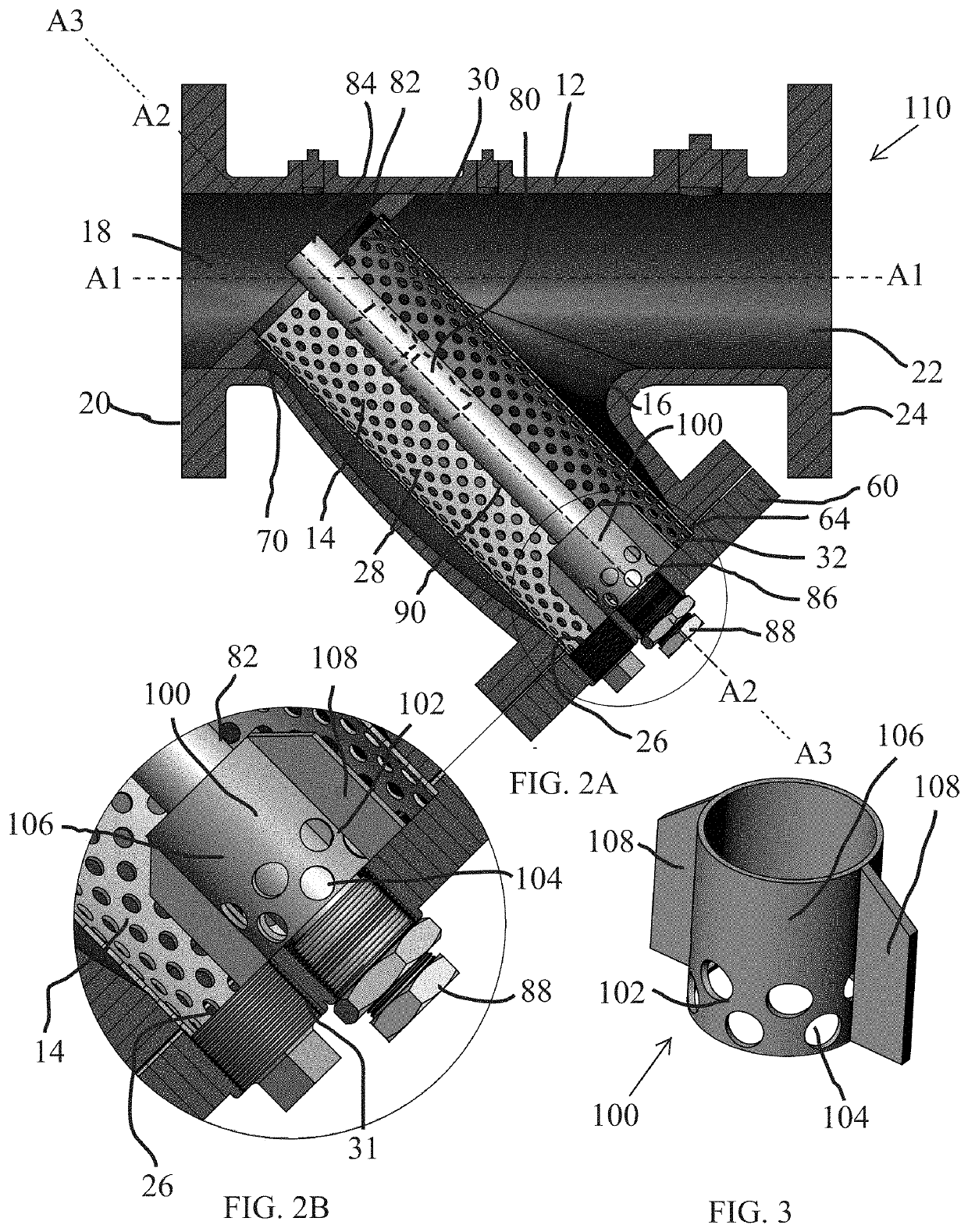 Pipeline strainer with magnetic insert and baffle