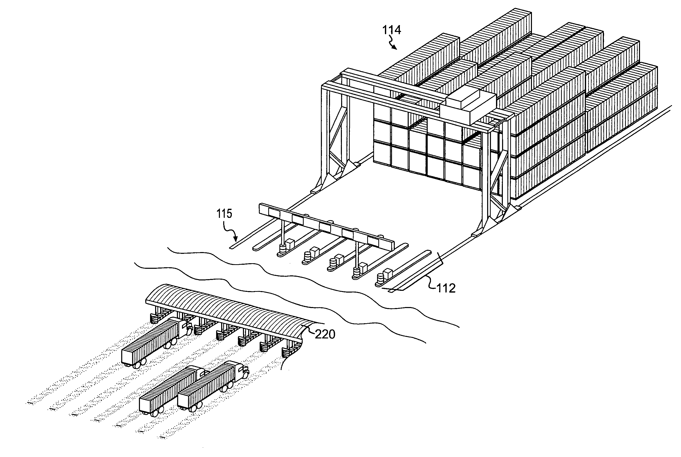 System and process for improving container flow in a port facility