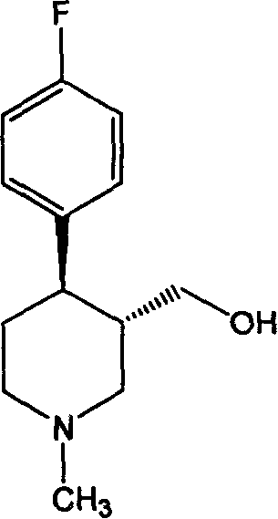 (3S,4R)-4-(fluorophenyl)-3-hydroxymethyl-1-methyl piperidine and split method of antipodism thereof