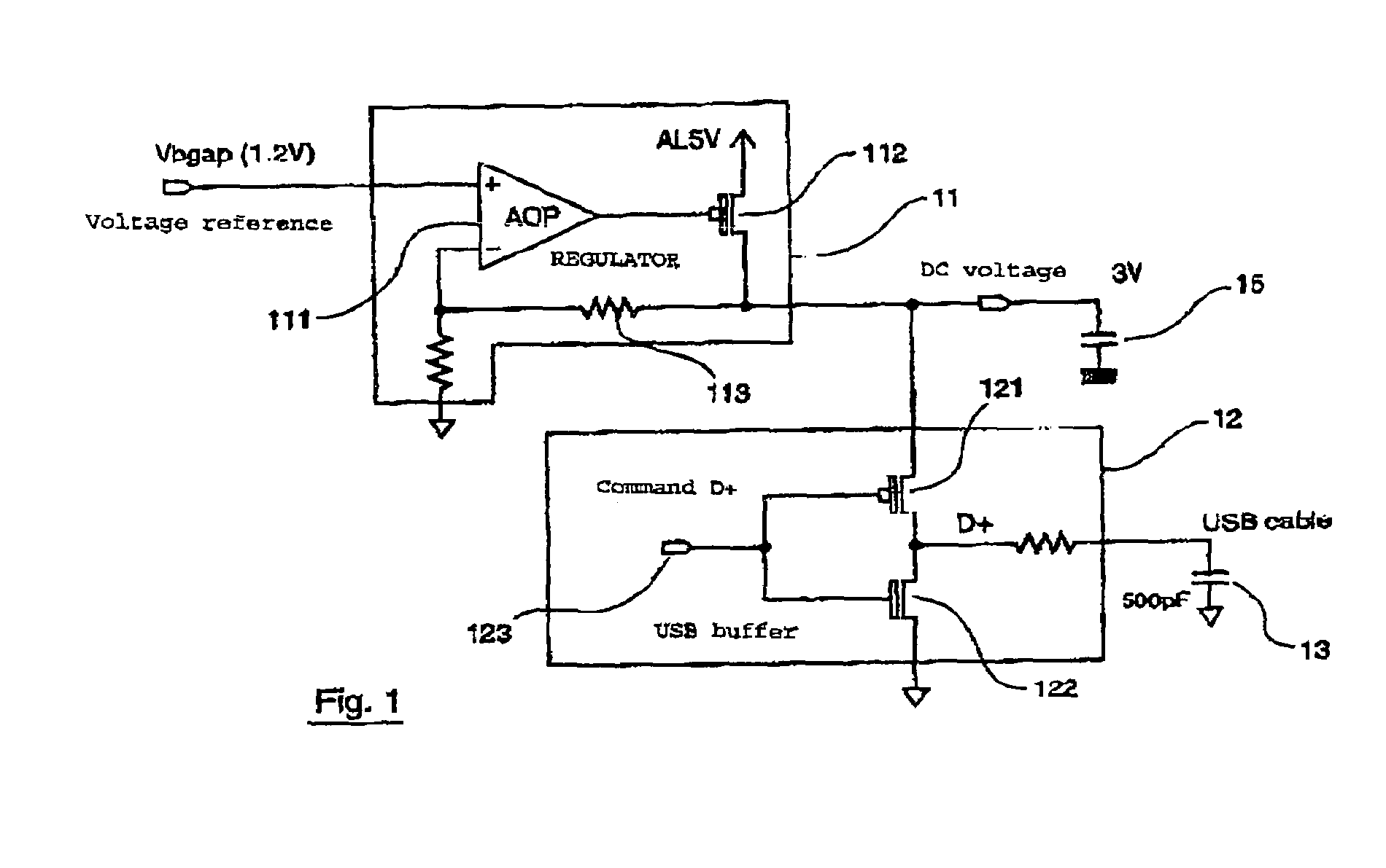 Integrated circuit delivering logic levels at a voltage independent from the mains voltage, with no attached regulator for the power section, and corresponding communication module