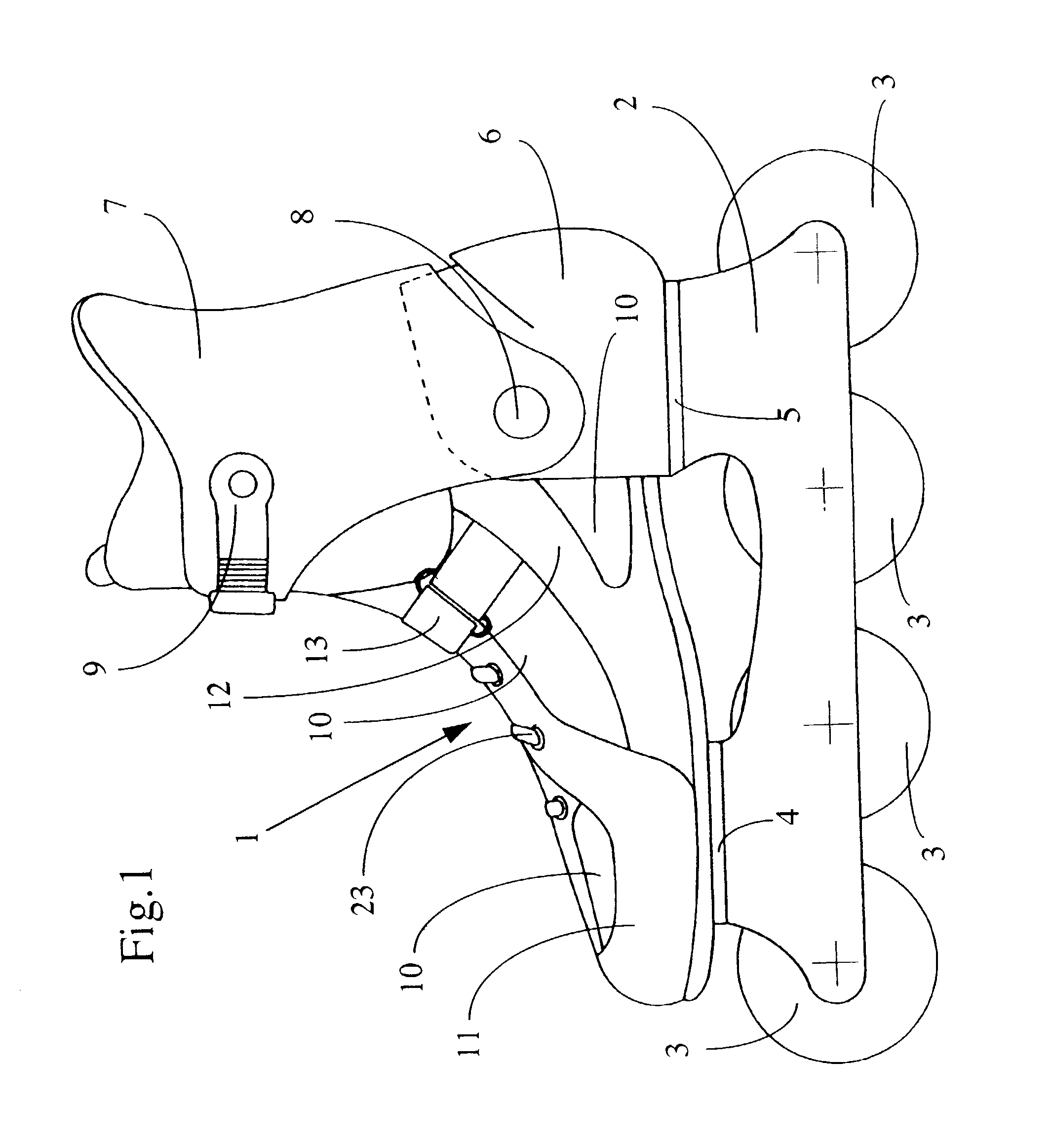 Method of manufacturing in-line roller skate with detachable boot