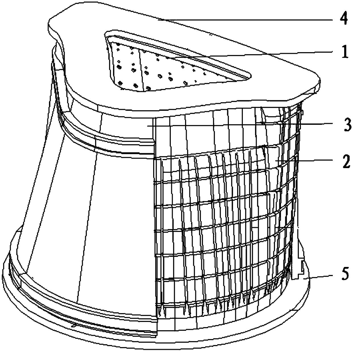 Forming method of heterogeneous composite grid skin cabin