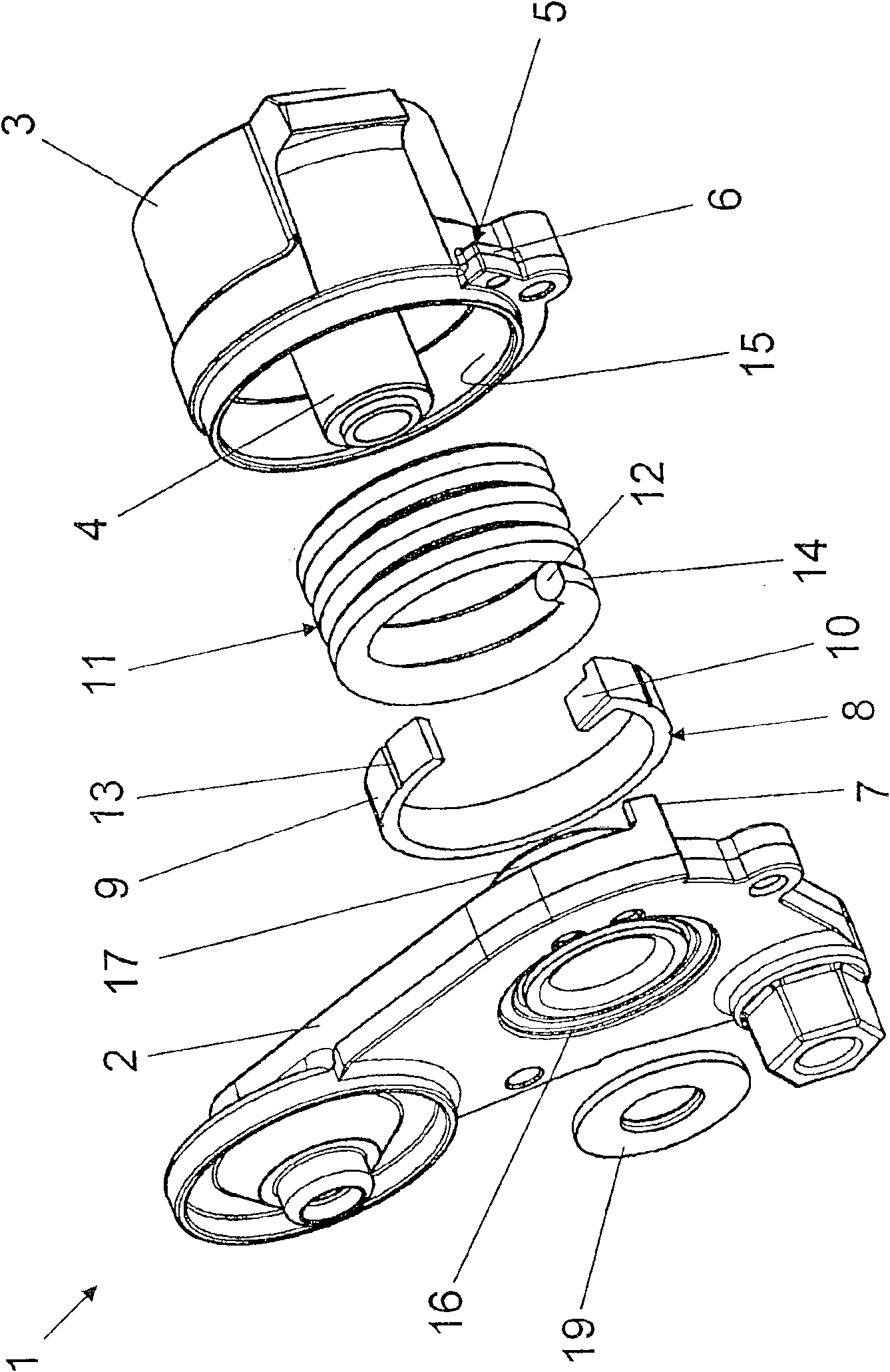 Damping device of a mechanical tensioning system for a traction mechanism drive