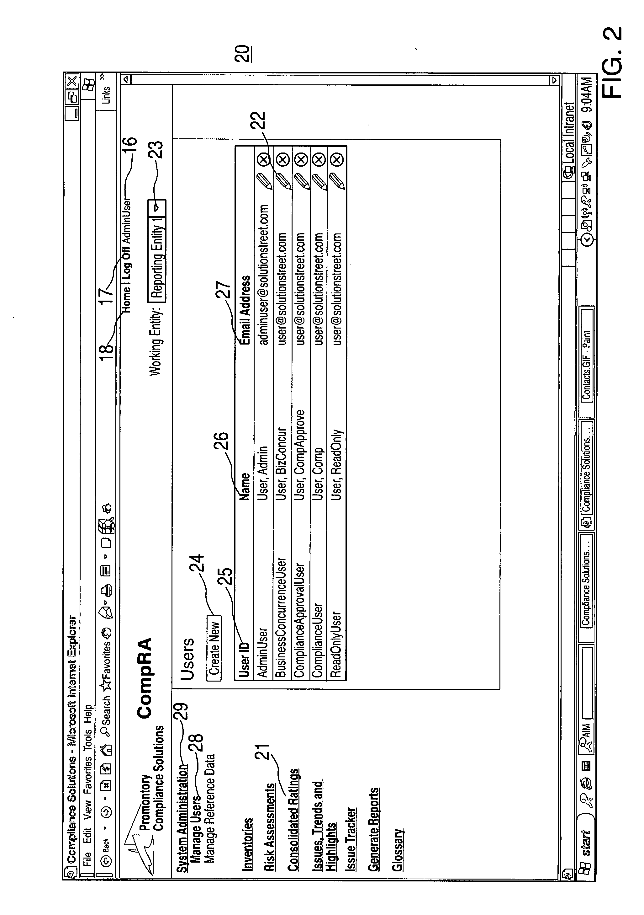 Method and apparatus for managing risk, such as compliance risk, in an organization