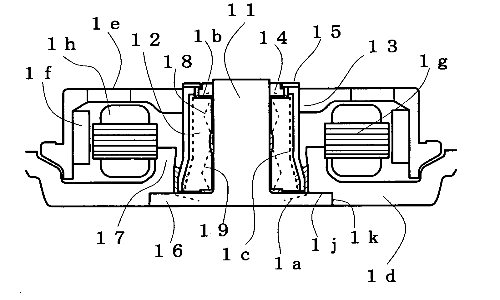 Fluid dynamic bearing motor attached at both shaft ends