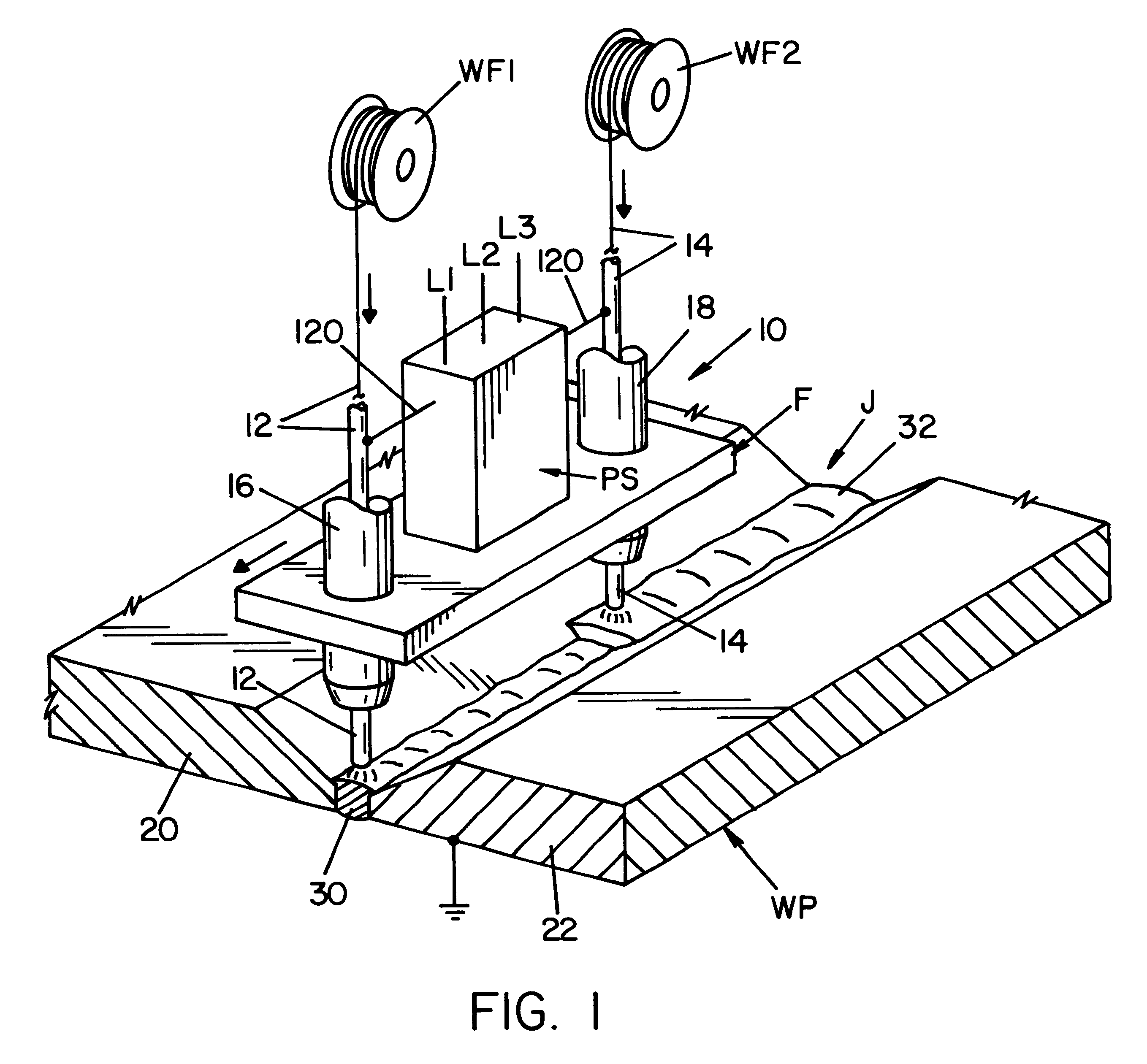 Tandem electrode welder and method of welding with two electrodes