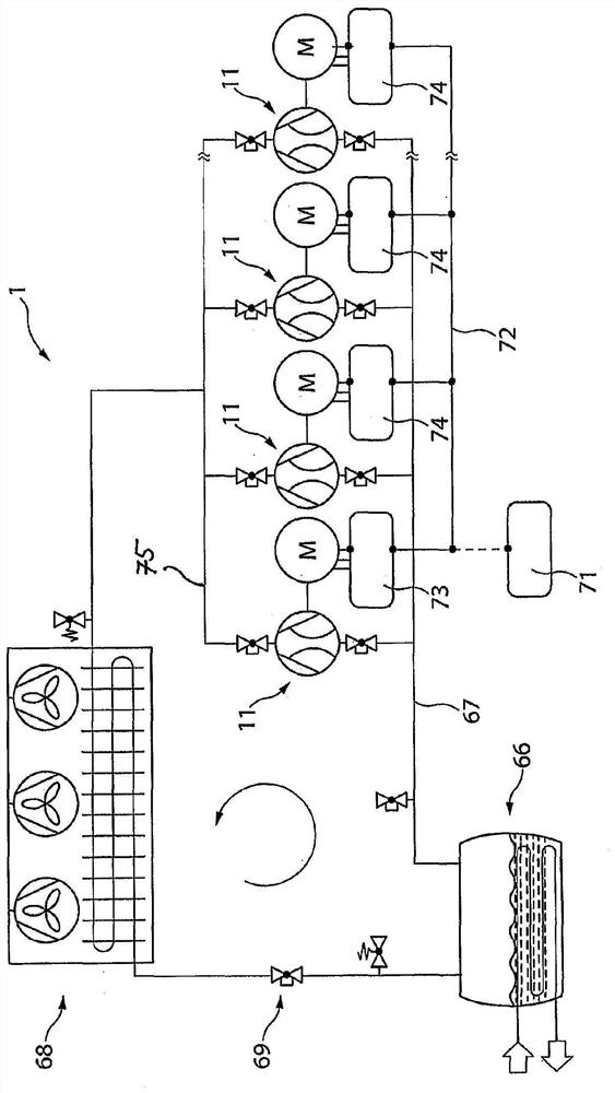 Method for controlling at least one radial fan in a refrigeration plant and radial fan