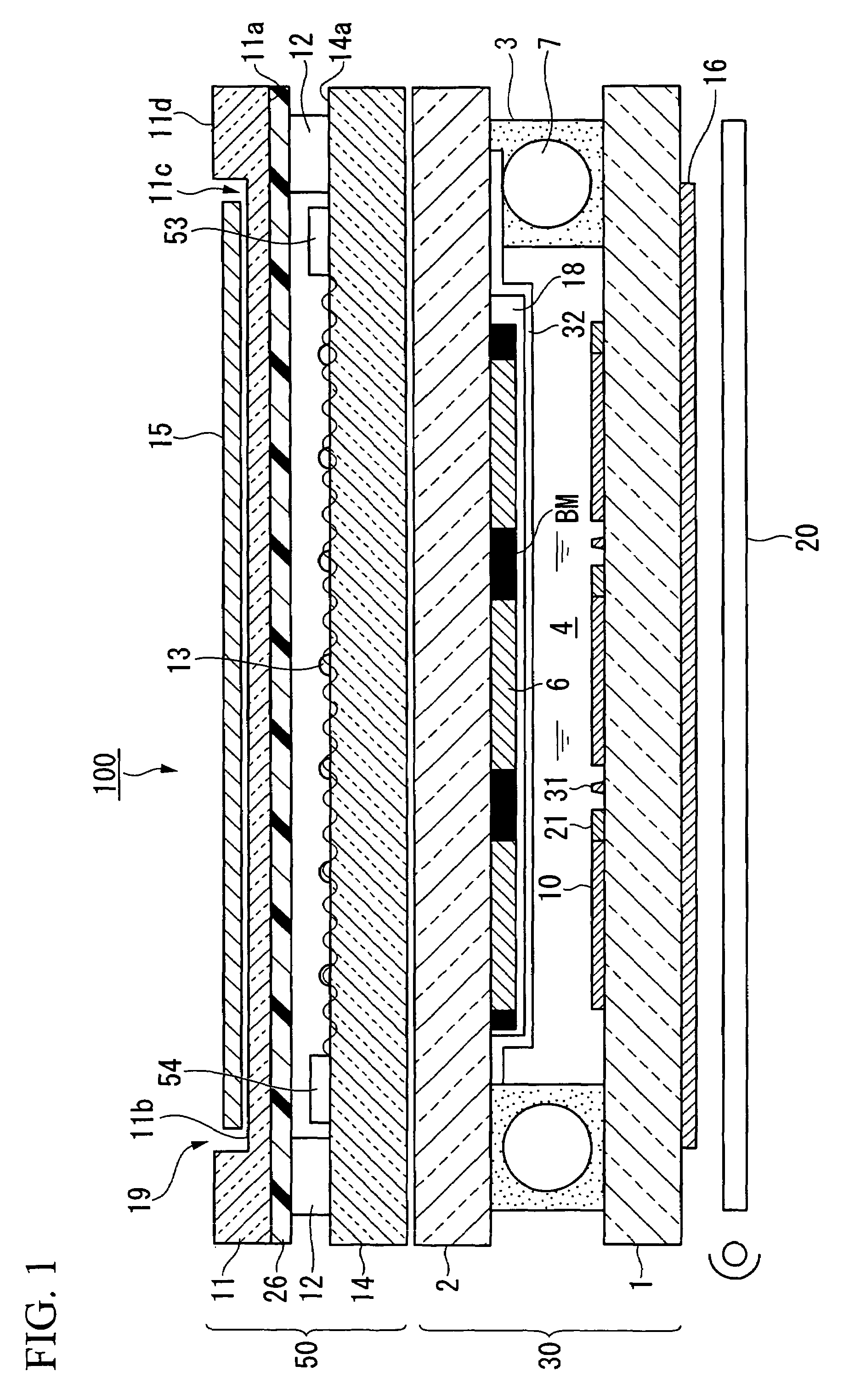 Electro-optical device and electronic equipment having touch panel with resin having particular elastic modulus