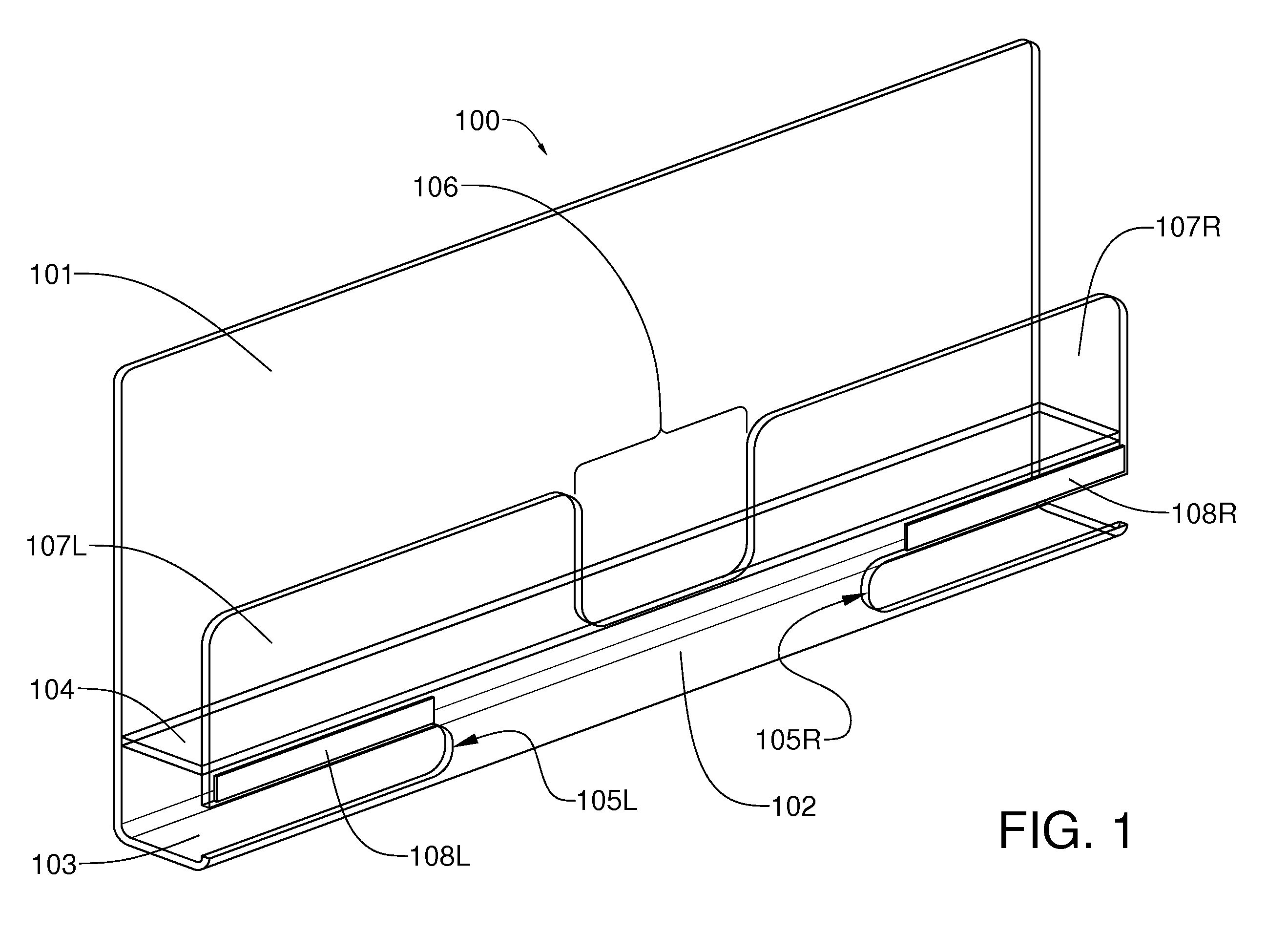 Book holder having a central gap in a transparent front panel for turning pages which are magnetically secured to the front panel