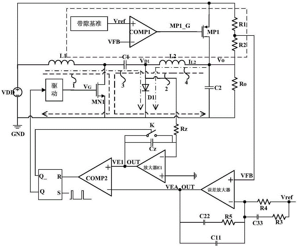 Underloading current compensation circuit of cuk type switching convertor