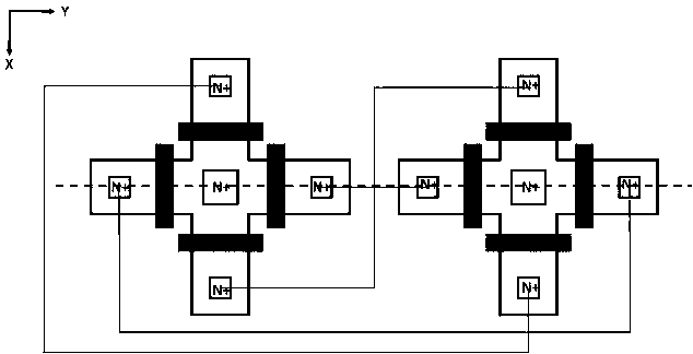 Hall device applied to three-dimensional Hall sensor, and method thereof