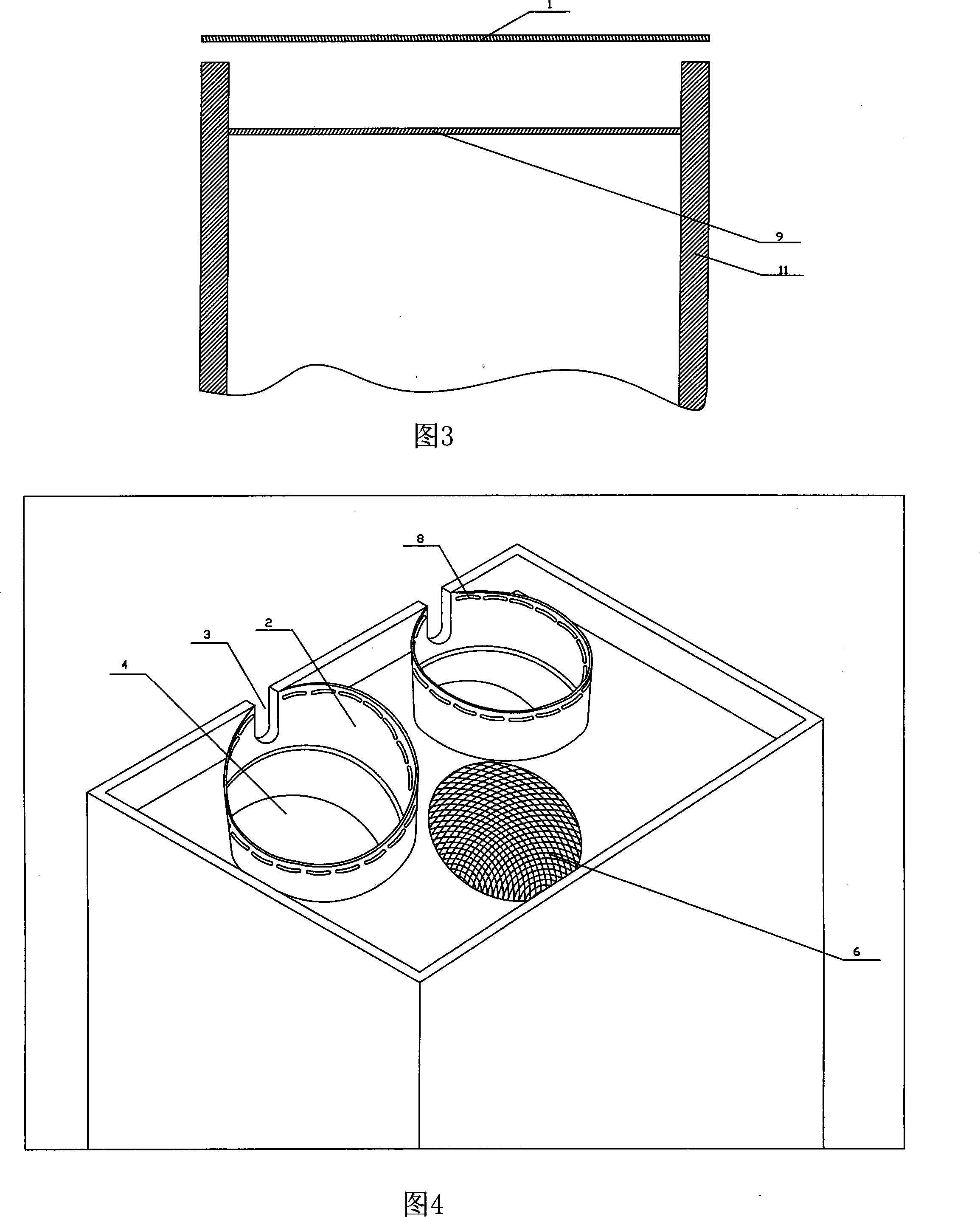 Downward fume exhausting kitchen range integration machine