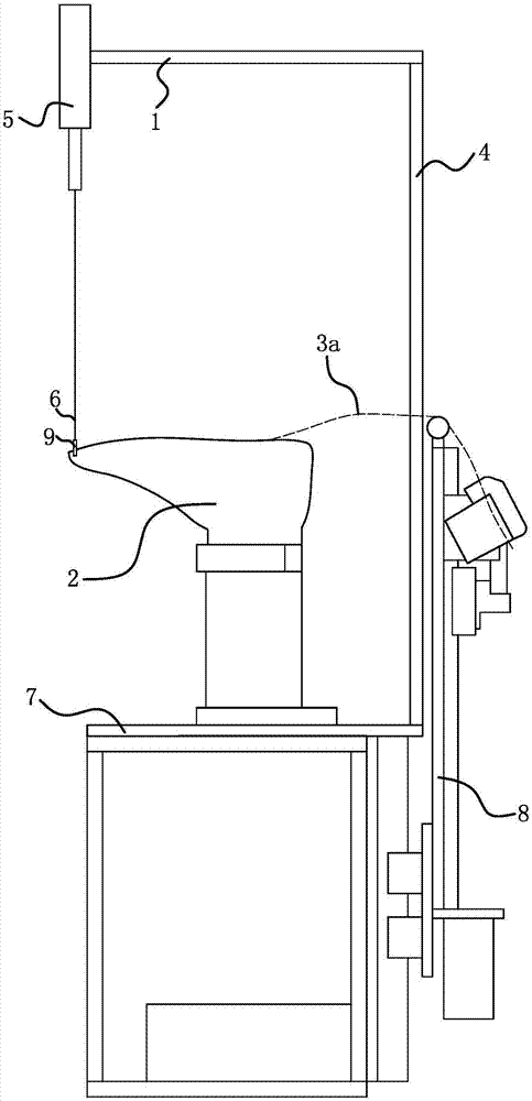 Shoe upper head position control structure in upper grabbing process, and upper grabbing method