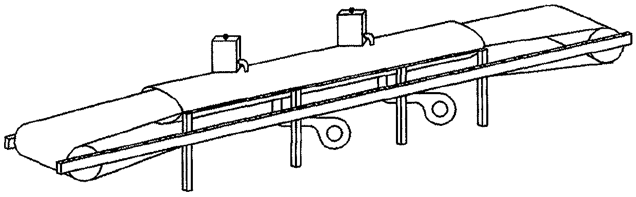 No-dust air cushion conveyor and modular groove pipe prefabrication and installation method