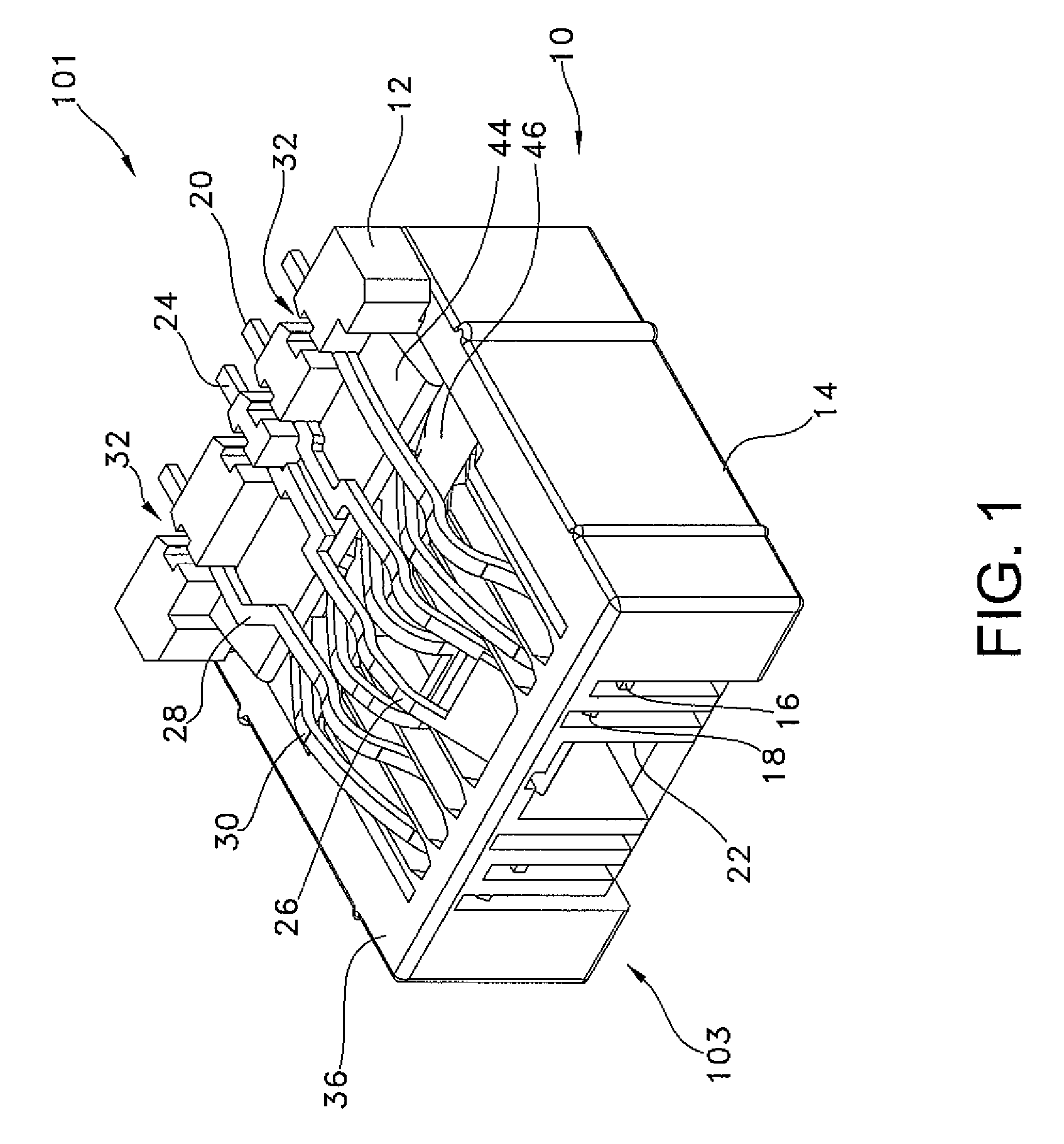 Modular connector exhibiting quad reactance balance functionality