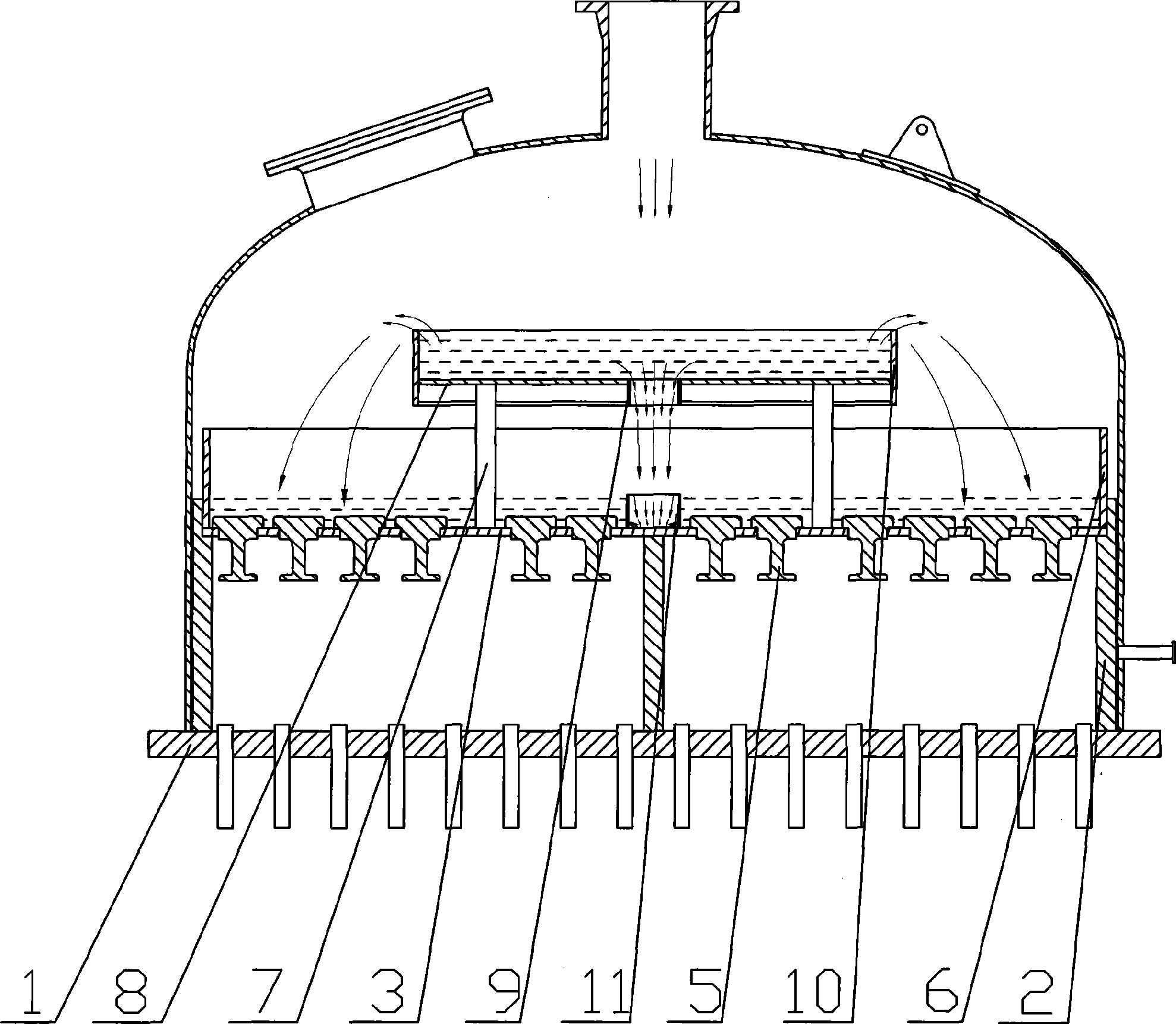 Film-distributing device of tube-type down-flow evaporator